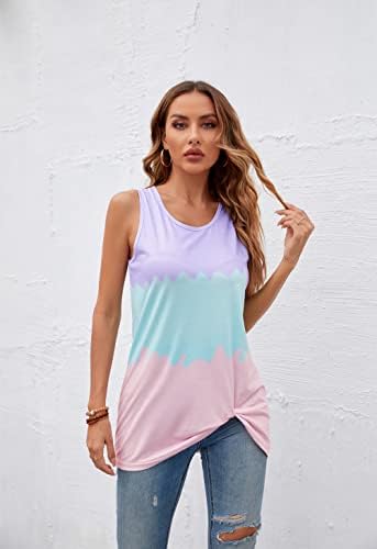 Twist Knot Tank Tops - Casual Sleeveless Flowy Tunics