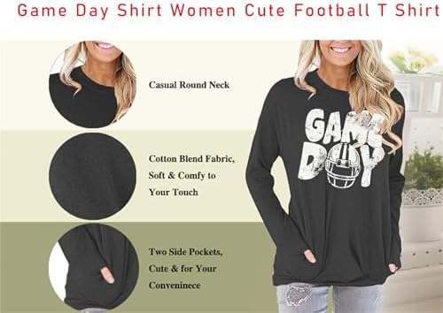 Football & Heart Game Day T-Shirt Cute Long Sleeve Sweatshirt-Free Shipping