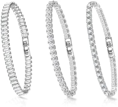 "Classic 3PC Tennis Bracelet Set - Gold & White Gold"