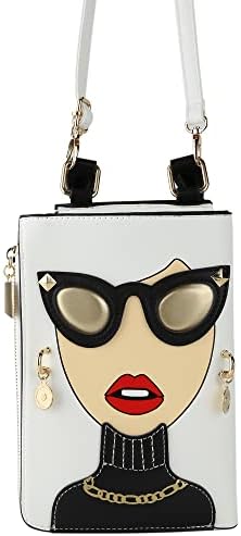 Eye-Catching 3D Lips And Sunglasses Satchel: Trendy Crossbody Clutch with Elegant Top Handle - Unique Shoulder Handbag