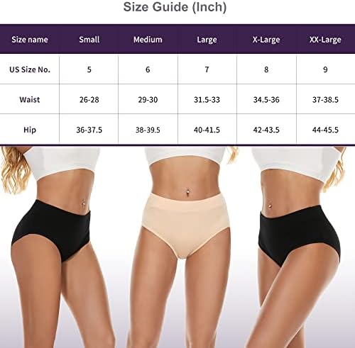 Women’s Cotton Underwear Hi Cut Panties, Solid Briefs Soft Stretchy Ladies Underpants (5-pack)