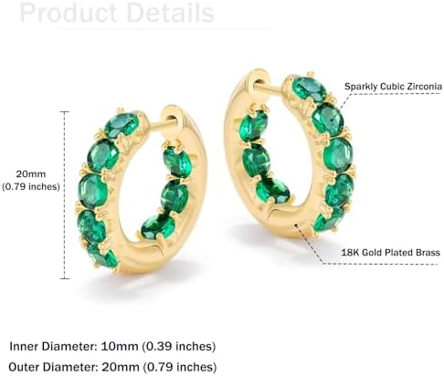 18K Gold Plated Diamond Hoop Earrings - CZ Huggie Earrings