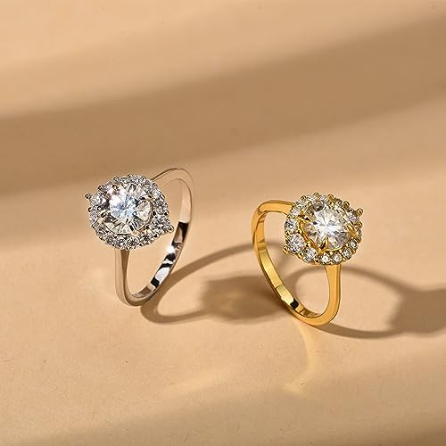 Moissanite Rings, 1.2/2 CT D Color VVS1 Lab Created Diamond Engagement, Promise  Rings 18K White Yellow Gold Vermeil Knife Edge 925 Sterling Silver