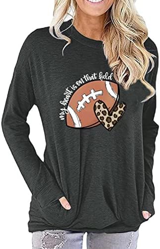 Football & Heart Game Day T-Shirt Cute Long Sleeve Sweatshirt-Free Shipping