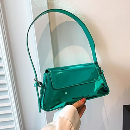 Chic Trendy Glossy Top Handle Shoulder Bag Satchel