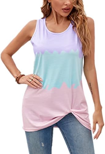 Twist Knot Tank Tops - Casual Sleeveless Flowy Tunics