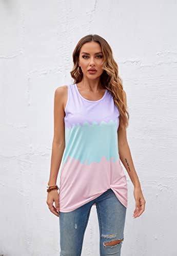 Twist Knot Tank Tops - Casual Sleeveless Flowy Tunics