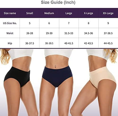 Women’s Cotton Underwear Hi Cut Panties, Solid Briefs Soft Stretchy Ladies Underpants (5-pack)