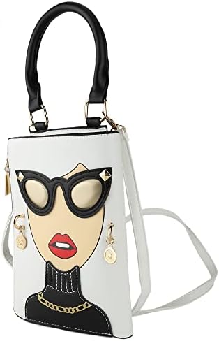 Eye-Catching 3D Lips And Sunglasses Satchel: Trendy Crossbody Clutch with Elegant Top Handle - Unique Shoulder Handbag