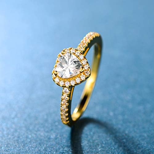 Luxurious 18 Gold Plated Heart-Shaped Halo Cubic Zirconia Ring, Engagement, Wedding, Anniversary Gift