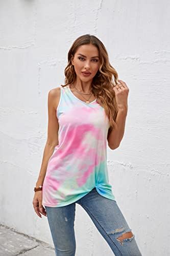 Twist Knot Tank Tops - Casual Sleeveless Flowy Tunics