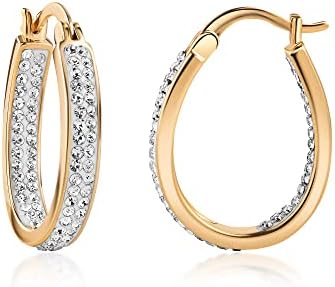 18K Gold Plated Inside Out Crystal Hoop Earrings