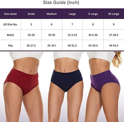 Women’s Cotton Underwear Hi Cut Panties, Solid Briefs Soft Stretchy Ladies Underpants (5-pack)