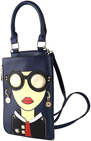 Eye-Catching 3D Lips And Sunglasses Satchel: Trendy Crossbody Clutch with Elegant Top Handle - Unique Shoulder Handbag