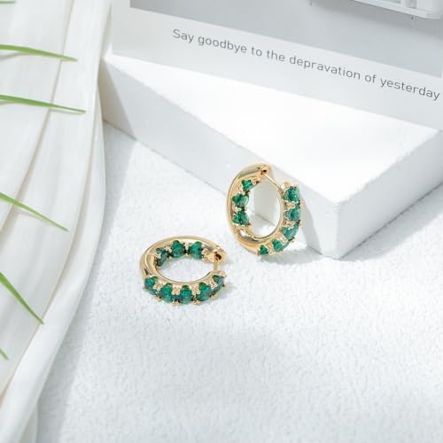 18K Gold Plated Diamond Hoop Earrings - CZ Huggie Earrings