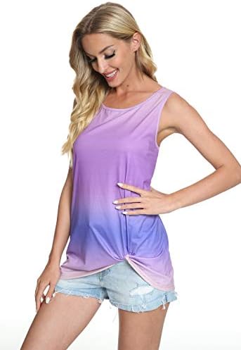 Twist Knot Tank Tops - Casual Sleeveless Flowy Tunics