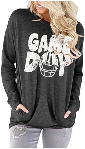 Football & Heart Game Day T-Shirt Cute Long Sleeve Sweatshirt-Free Shipping