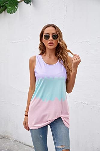 Twist Knot Tank Tops - Casual Sleeveless Flowy Tunics