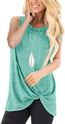 Twist Knot Tank Tops - Casual Sleeveless Flowy Tunics