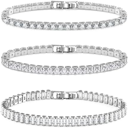 "Classic 3PC Tennis Bracelet Set - Gold & White Gold"