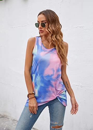 Twist Knot Tank Tops - Casual Sleeveless Flowy Tunics