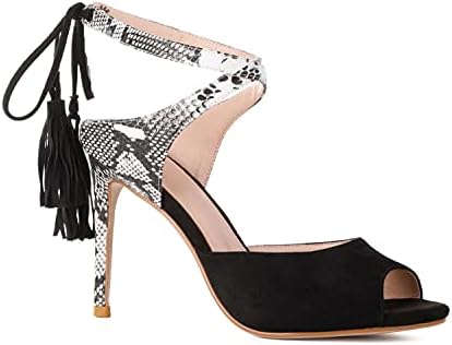 Chic Tassel-Embellished Stiletto Heels with Sexy Cross Strap Design