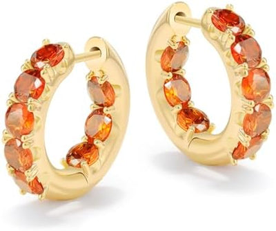 18K Gold Plated Diamond Hoop Earrings - CZ Huggie Earrings