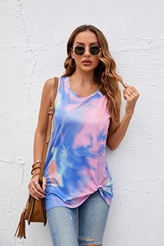 Twist Knot Tank Tops - Casual Sleeveless Flowy Tunics