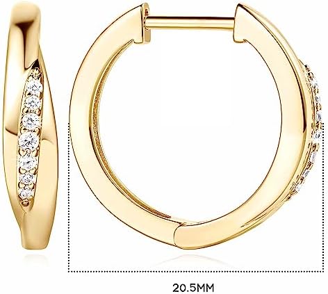 14K Gold CZ Accent Hoop Earrings - Timeless Elegance-Free Shipping