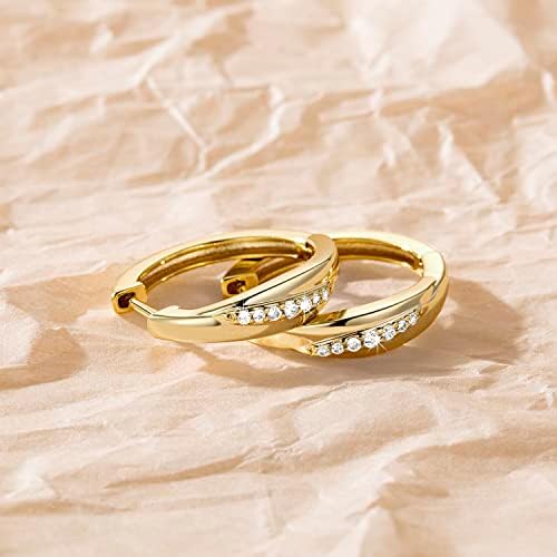 14K Gold CZ Accent Hoop Earrings - Timeless Elegance-Free Shipping