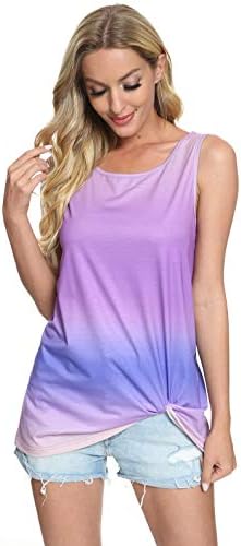 Twist Knot Tank Tops - Casual Sleeveless Flowy Tunics