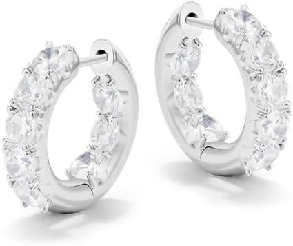 18K Gold Plated Diamond Hoop Earrings - CZ Huggie Earrings