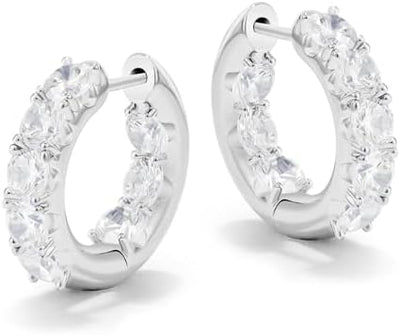 18K Gold Plated Diamond Hoop Earrings - CZ Huggie Earrings