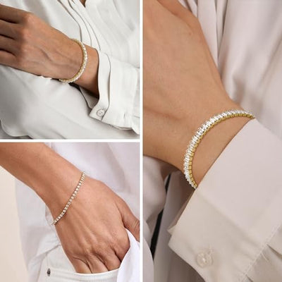 "Classic 3PC Tennis Bracelet Set - Gold & White Gold"