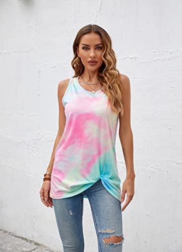 Twist Knot Tank Tops - Casual Sleeveless Flowy Tunics