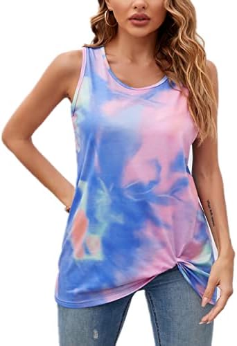 Twist Knot Tank Tops - Casual Sleeveless Flowy Tunics