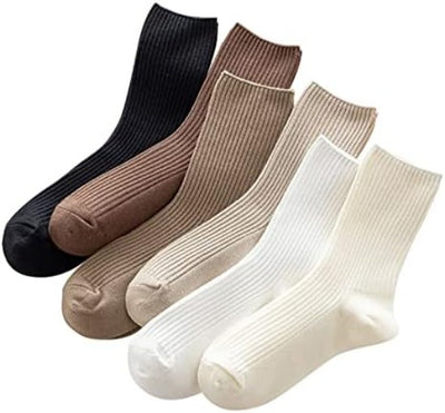 Chic and Comfy Women's Cotton Crew Socks in Neutral Colors