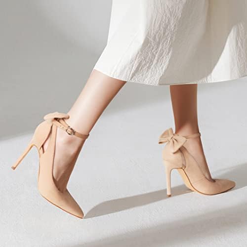 Elegance: Women's Bow-Back Strappy Stiletto Ankle Strap Pumps