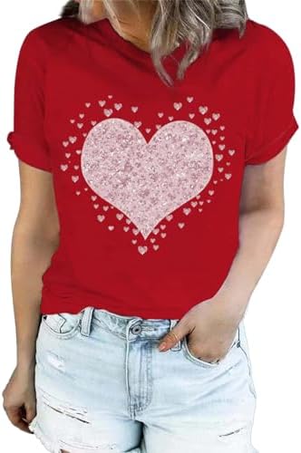 Chic Love Heart T-Shirts - Women's Fashionable Graphic Tops