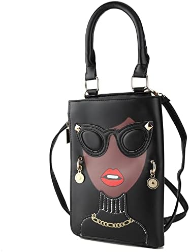 Eye-Catching 3D Lips And Sunglasses Satchel: Trendy Crossbody Clutch with Elegant Top Handle - Unique Shoulder Handbag