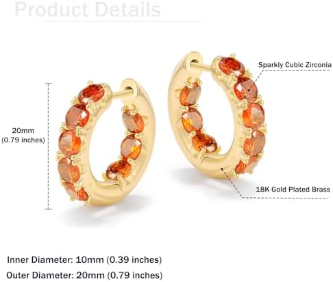 18K Gold Plated Diamond Hoop Earrings - CZ Huggie Earrings