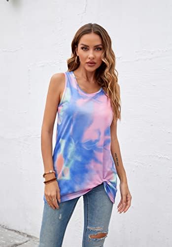 Twist Knot Tank Tops - Casual Sleeveless Flowy Tunics