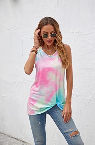 Twist Knot Tank Tops - Casual Sleeveless Flowy Tunics