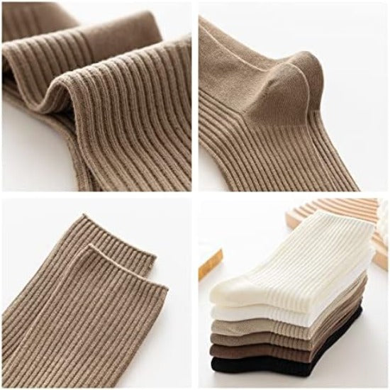 Chic and Comfy Women's Cotton Crew Socks in Neutral Colors