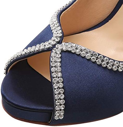 Sophisticated Satin Rhinestone Detail Peep-Toe Pumps for Weddings and  Evening Elegance