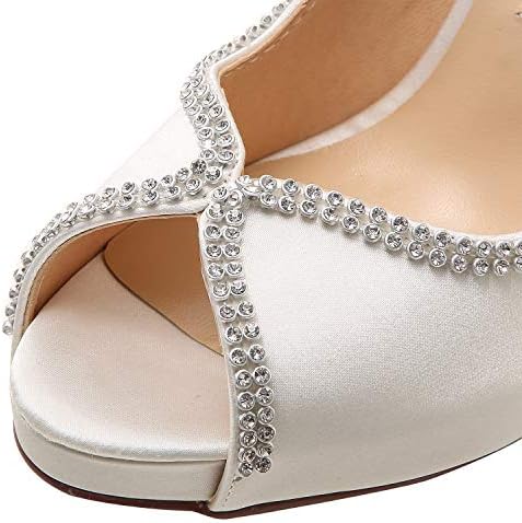 Sophisticated Satin Rhinestone Detail Peep-Toe Pumps for Weddings and  Evening Elegance