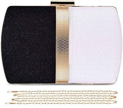 Elegant Three-Tone Glitter Clutch Handbag: Perfect For Prom, Weddings and Evening Galas