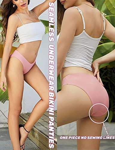 Silky Smooth Comfort: Women's Seamless No-Show Bikini Panties 6-Pack - Invisible, Stretchy, and Stylish