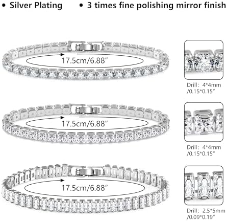 "Classic 3PC Tennis Bracelet Set - Gold & White Gold"