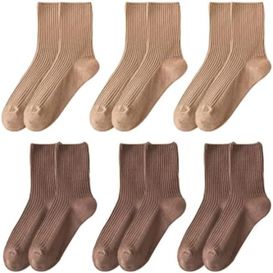 Chic and Comfy Women's Cotton Crew Socks in Neutral Colors